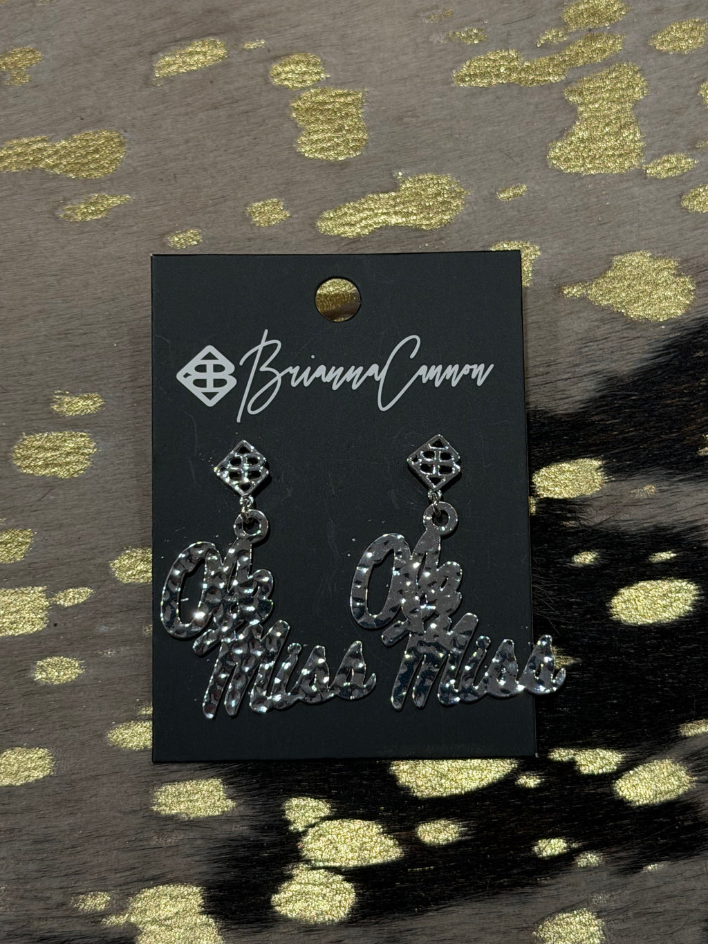 Silver Ole Miss Logo Earrings