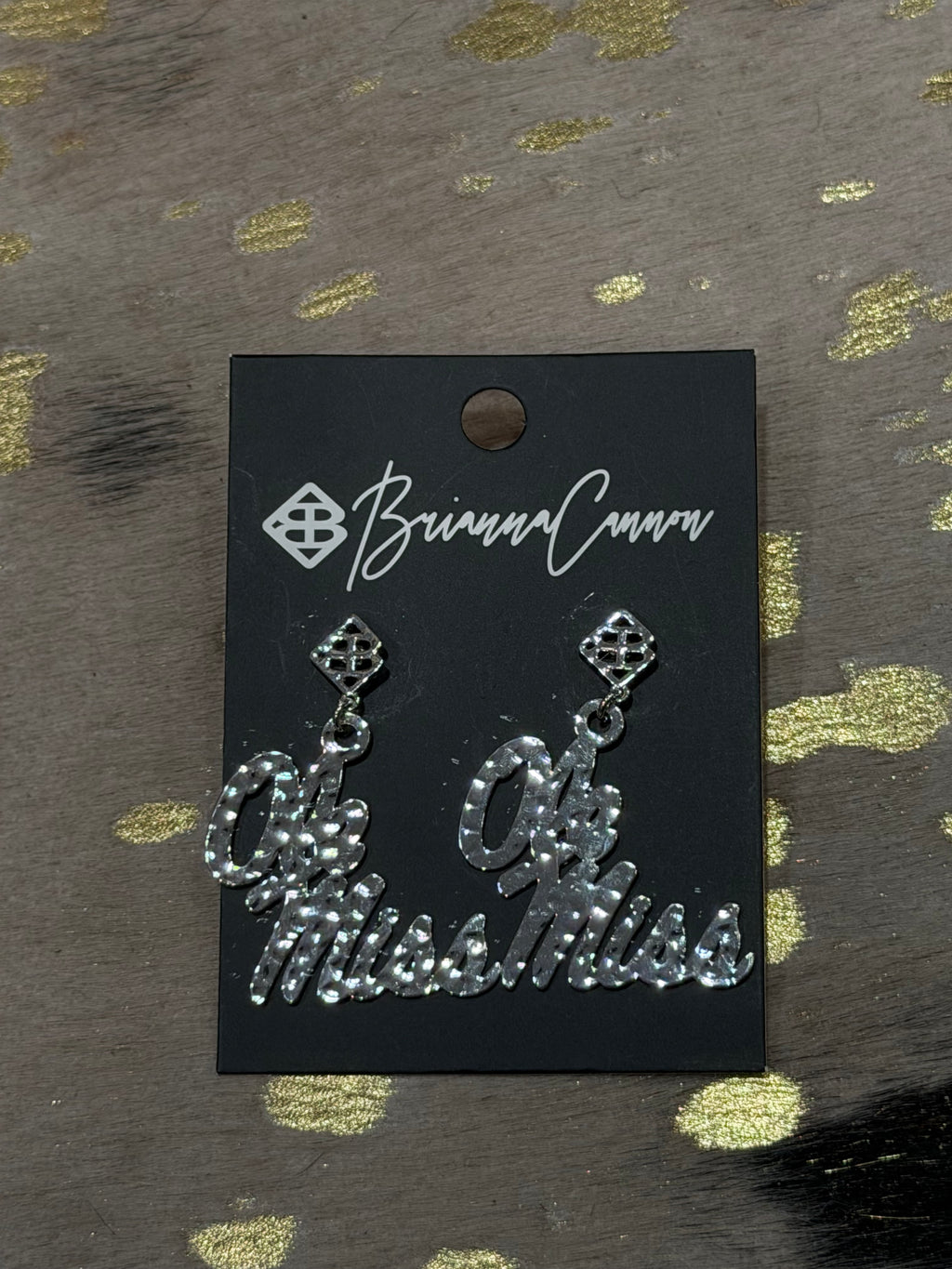 Silver Ole Miss Logo Earrings