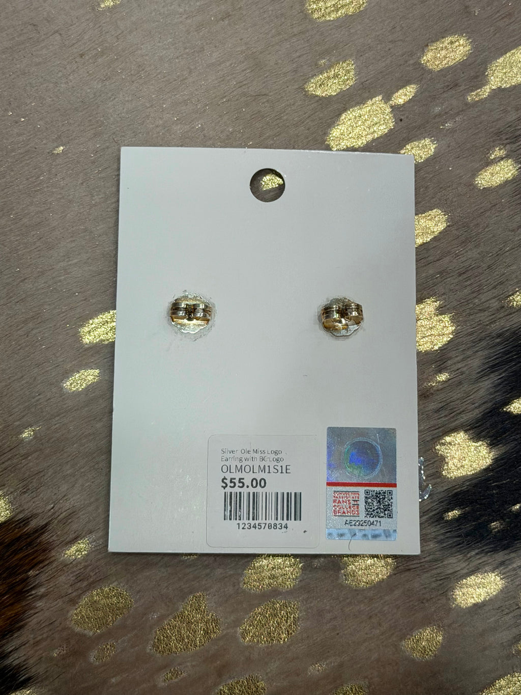 Silver Ole Miss Logo Earrings