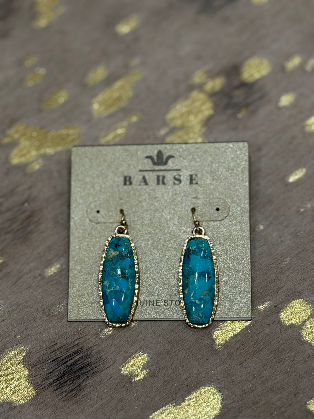 Dolce Teal Blue Turquoise Golden Drop Earrings